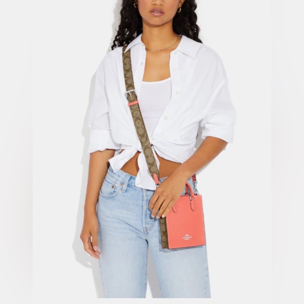 Coach North South Mini Tote With Signature Canvas - Picture 3 of 5